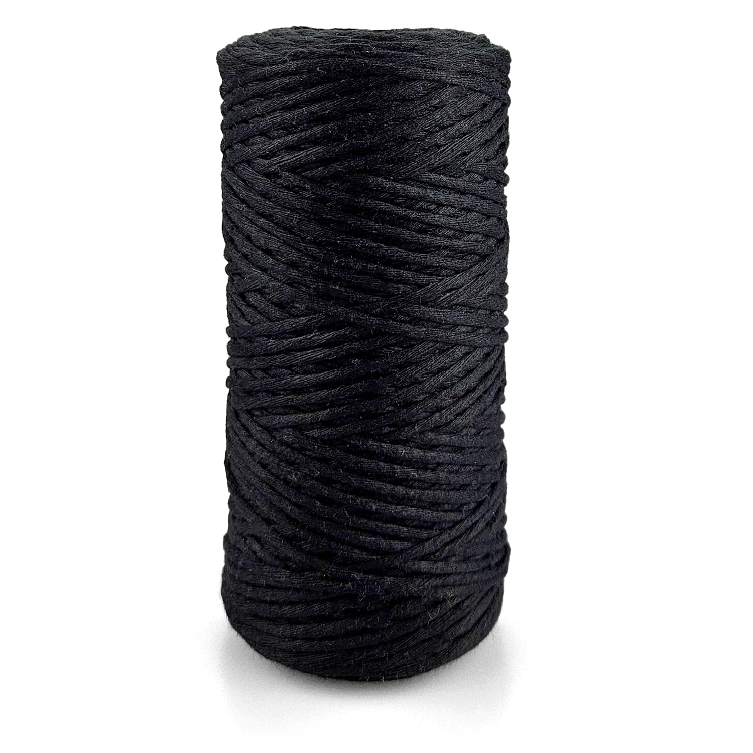 Netuno cotton macrame cord black 2 mm 0.08 in length 150 m 492 ft soft twisted rope for handmade crafts diy home decoration textile design