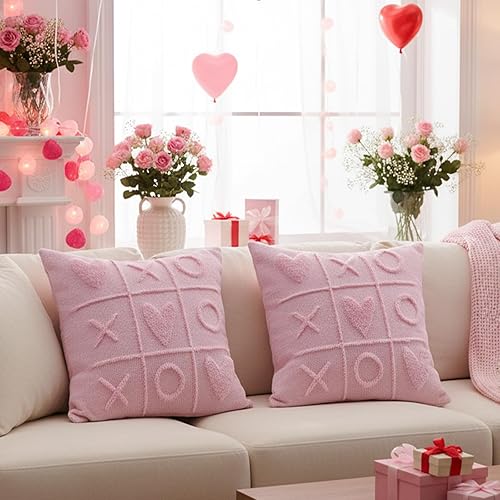Miniatura 2 de Juego de 2 fundas de almohada de San Valentín de 18 x 18 pulgadas, decoración del día de San Valentín, fundas de almohada rosas para decoración de