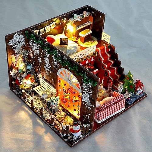 Miniatura 1 de Kit de casa de muñecas en miniatura, habitación creativa con muebles y cubierta de vidrio para regalo romántico de obras de arte