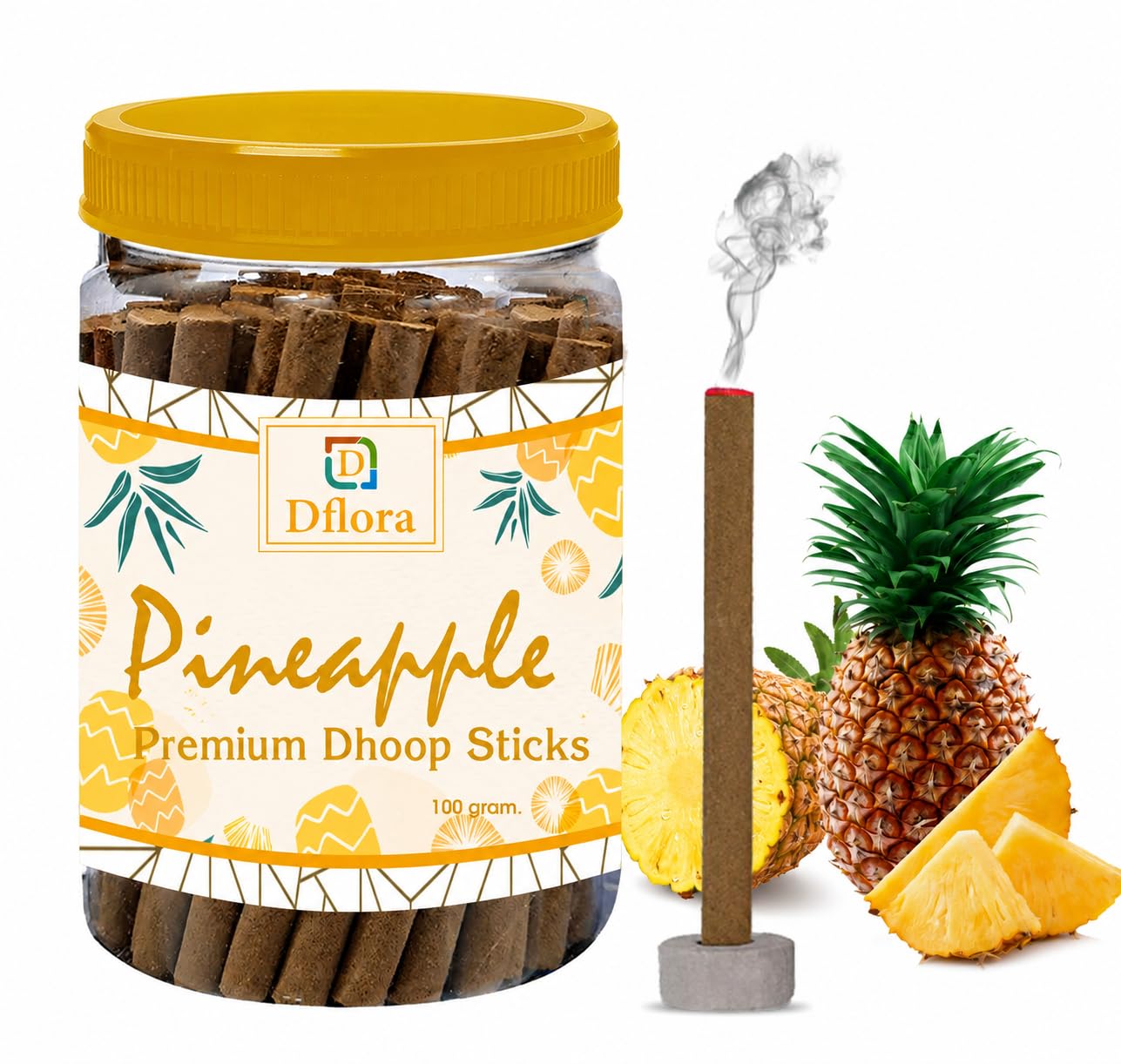 Pineapple Dhoop Sticks 100g | Long Lasting Fruity Fragrance Incense Sticks for Pooja, Meditation, Home & Office | Natural Premium Dhoop Sticks | Bambooless Agarbatti for Positive Aura-picture-27