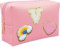 Vista 19 de Bolsa de Maquillaje Preppy, Estuche de Lápices de Cuero PU Premium Impermeable Bolsa de Cosméticos con Sonrisa Corazón Arcoíris Linda Bolsa