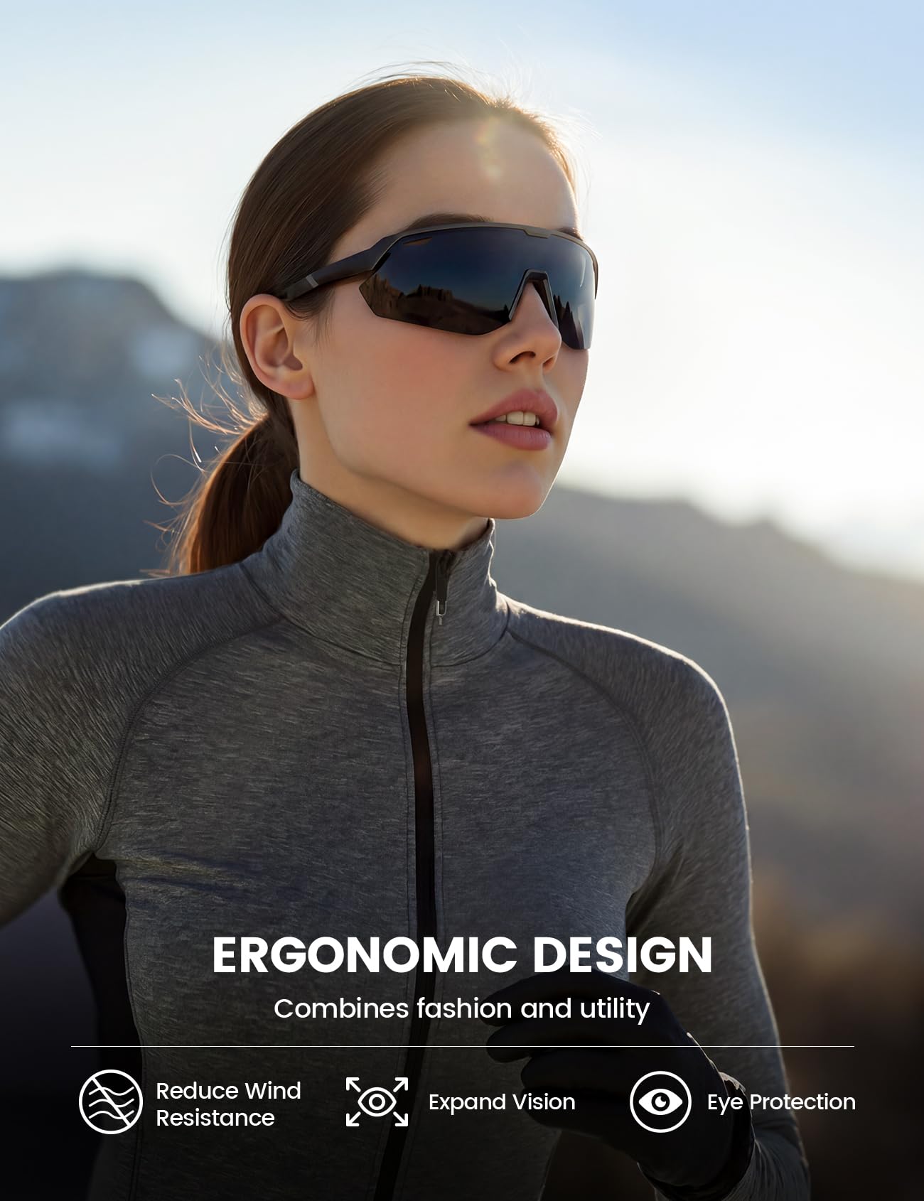 Lamicall Lunettes de Cyclisme Photochromiques, [3S Photochromic] [28g Ultra-Légère-TR90] Protection UV400, Plaquette de Nez Réglable, Lunettes de Soleil de Sport Homme Femme pour Pêche/Sports Outdoor