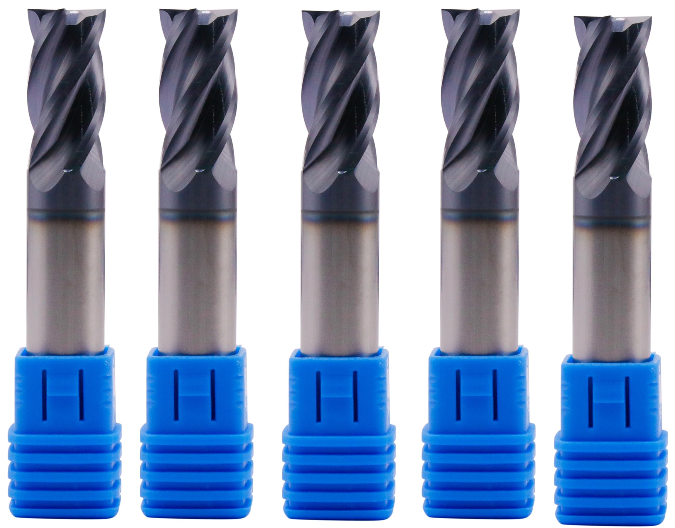 5 Pcs 1/4" 4-Flute 90 Degree Carbide Chamfer Mills - AlTiN Coated, Single End