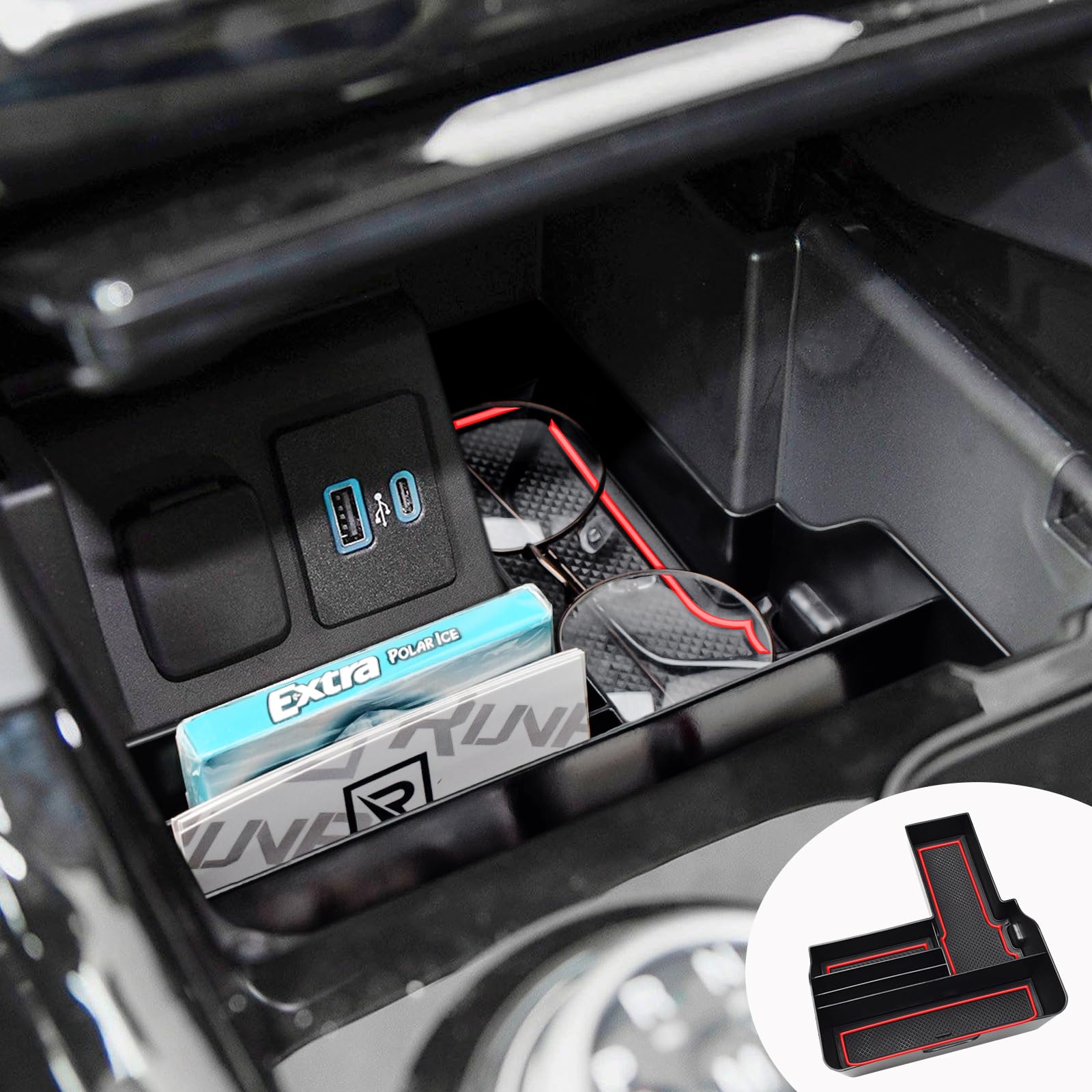 RUNROAD Center Console Organizer Tray Compatible with Ford Explorer 2024 2023 2022 2021 2020 Accessories, Armrest Organizer Tray Secondary Storage Box