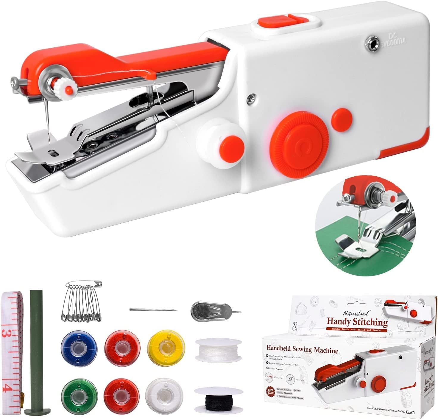 Handheld Sewing Machine, Mini Portable Electric Quick Sew Sewing Machine For Beginners Adults, Easy To Use Suitable for Sewing Clothes, Fabrics, Cutains, Family Travel, DIY