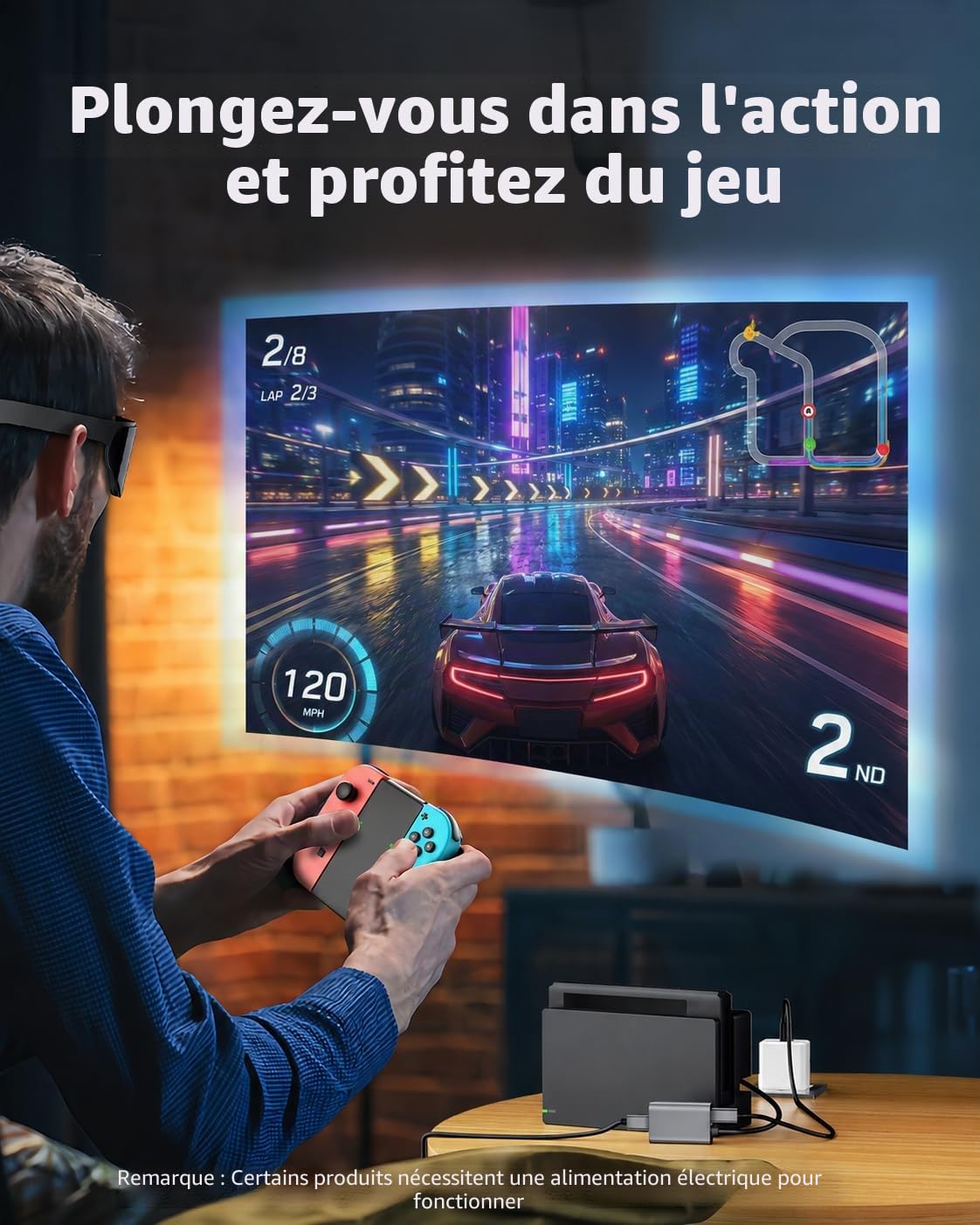 Lemorele 4K@60 Hz Adaptateur HDMI vers USB C pour Lunettes AR, Adaptateur HDMI vers Type c avec Câble de Chargement USB C 1M pour Nreal Air, RayNeo AR, GRAWOOW, Steam Deck