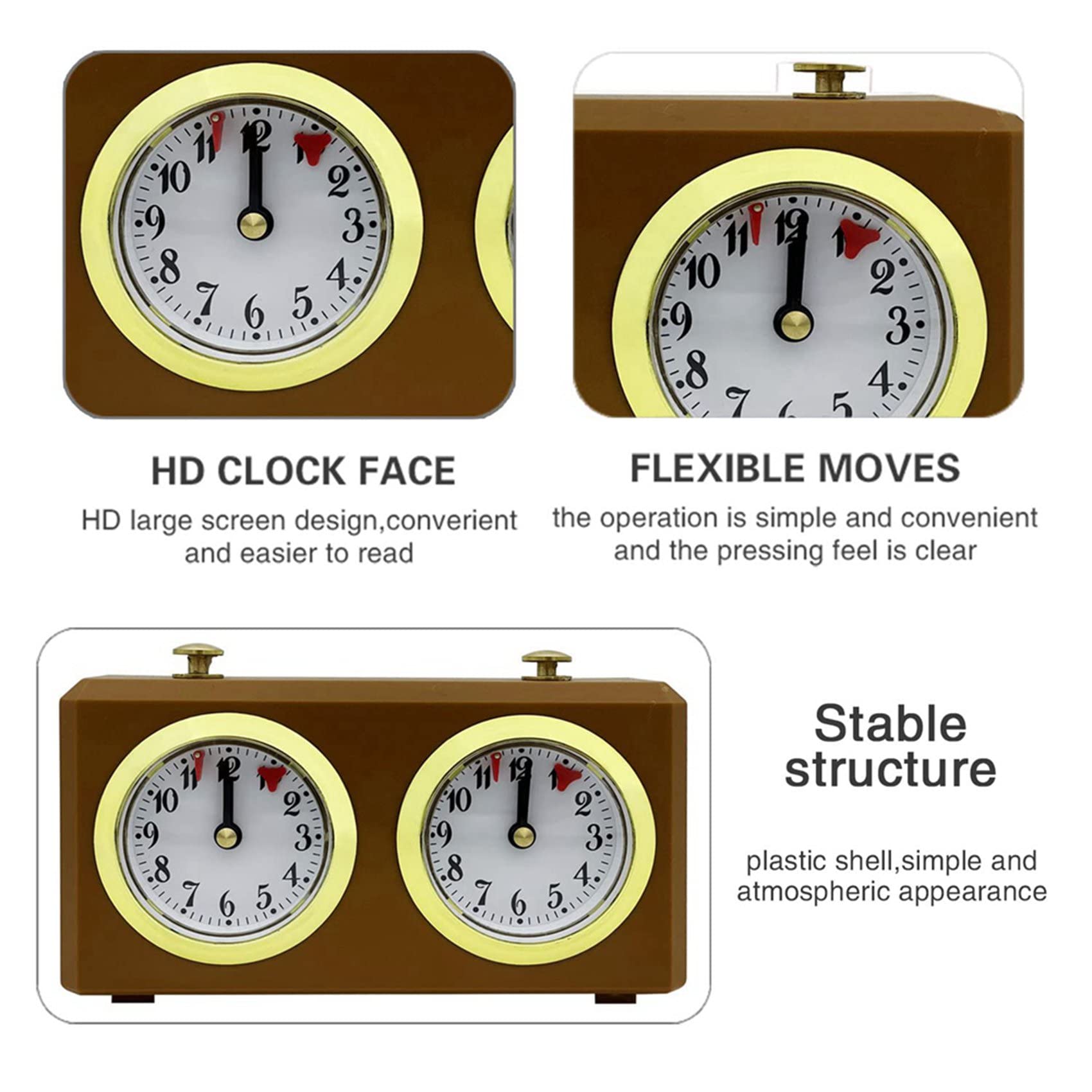 2 x Orologio a scacchi Meccanico Analogico per Scacchi Timer Orologi Ufficiali Batteria Necessaria