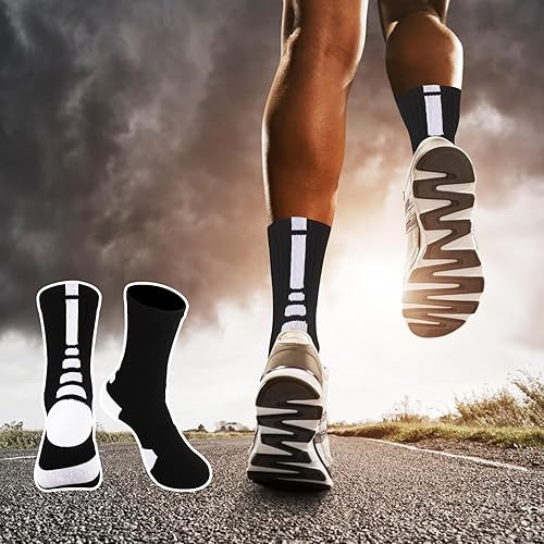 Miniatura 6 de DBXIIART 5 pares de calcetines deportivos para hombre, gruesos, protectores, deportivos, acolchados, baloncesto, fútbol, al aire libre, correr,