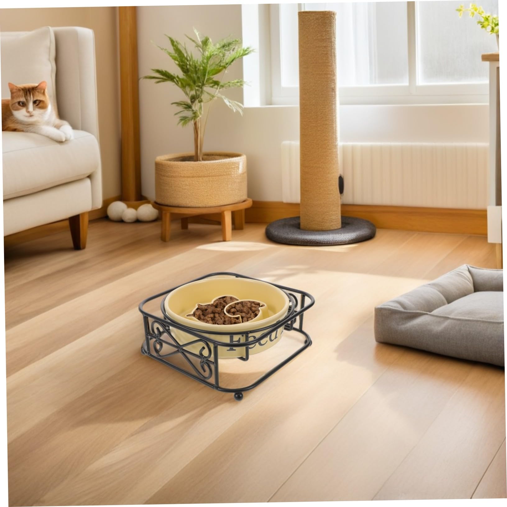 Hohopeti Podniesiona Ceramiczna dla Zwierząt z Wolnym Podawaniem Stabilna i Odporna Rozlanie Antypoślizgowa dla Psów i Kotów Wspierająca Zdrowe Trawienie i Higienę