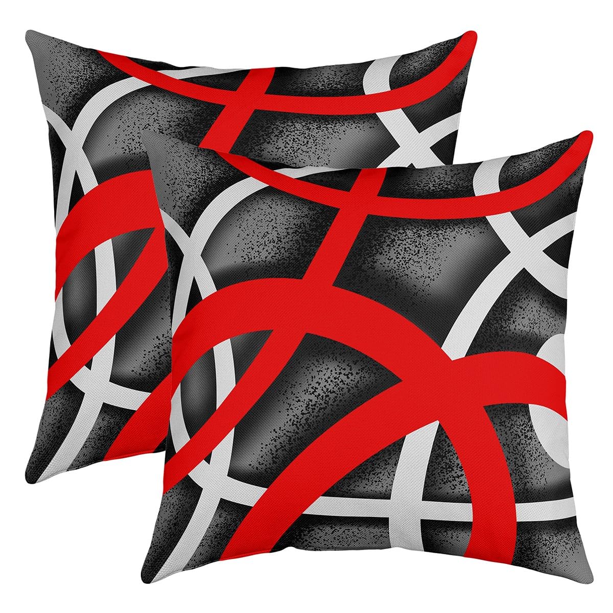 Red Black Throw Pillow Covers 20x20 Inch Set of 2 for Girls Boys Kids Geometric Strip Lines Decorative Throw Pillowcasesative Abstract Art Pillow Cases Cushion Covers Luxury Theme Cushion Cases