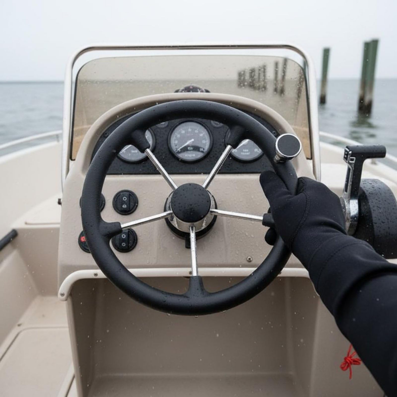 predolo Edelstahl Bootslenkrad mit Drehknopf salzwasserbeständig 5 Speichen Yacht Steuerrad rutschfester Griff 13.5 Zoll Marine Lenkrad für Boot, Schiff