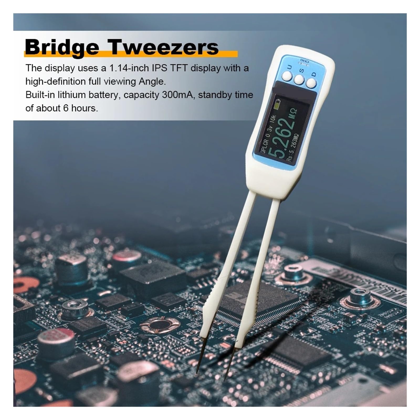 Miernik LCR Bridge z wyświetlaczem cyfrowym ręczny Pęseta Tester pojemności Indukcyjności rezystancji Częstotliwość sygnału testowego
