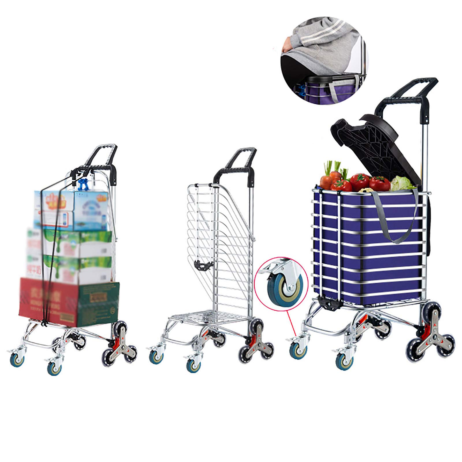 Buy XIAOPENG Shopping Carts Foldable Trolley with Swivel Wheels