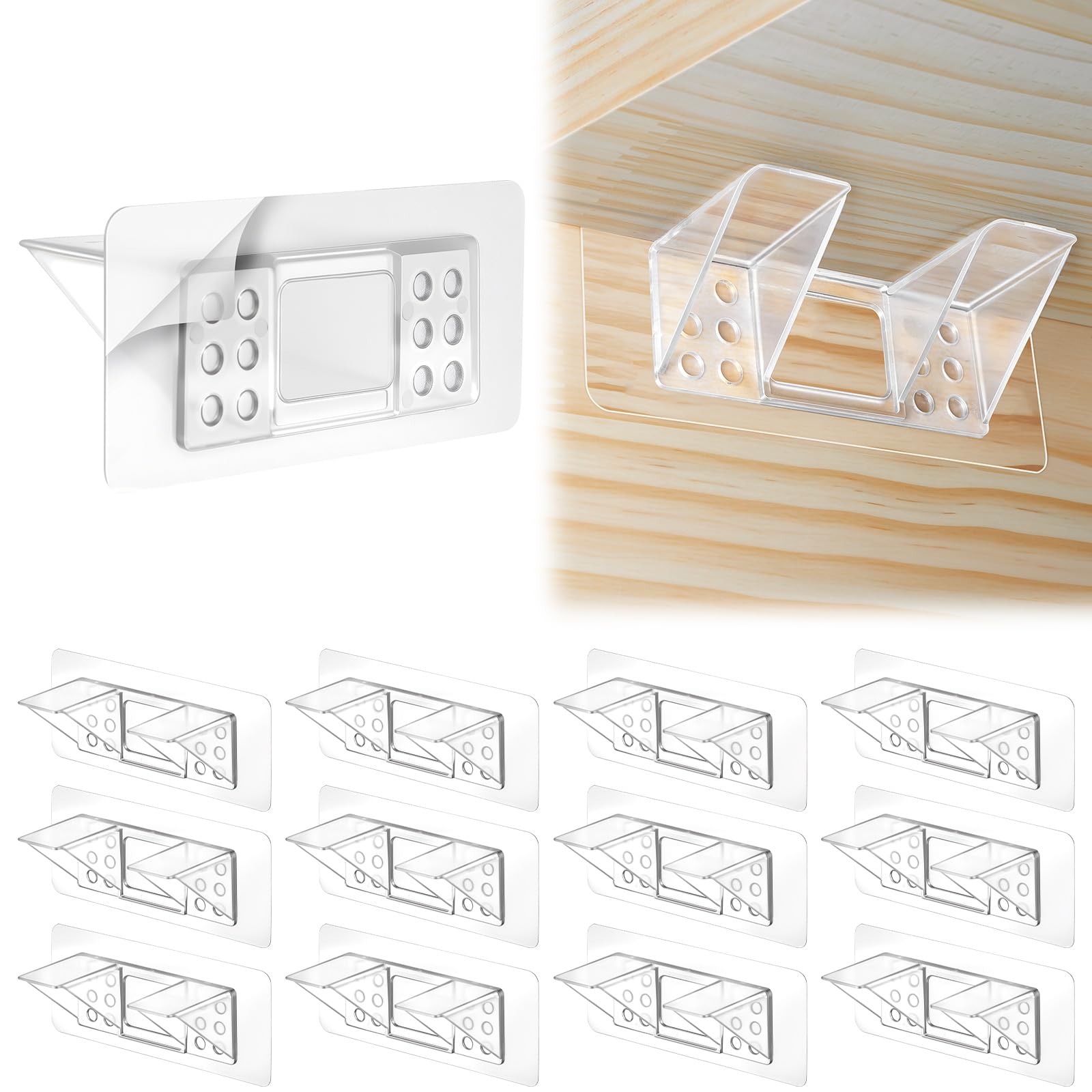 AOOSU 12pcs Shelf Support Pegs, Adhesive Shelves Bracket,No-Screw L-Shaped Support Racks,Partition Pin for Furniture,Shelf Pegs for Kitchen Clapboard Layer Cabinet Book Shelves
