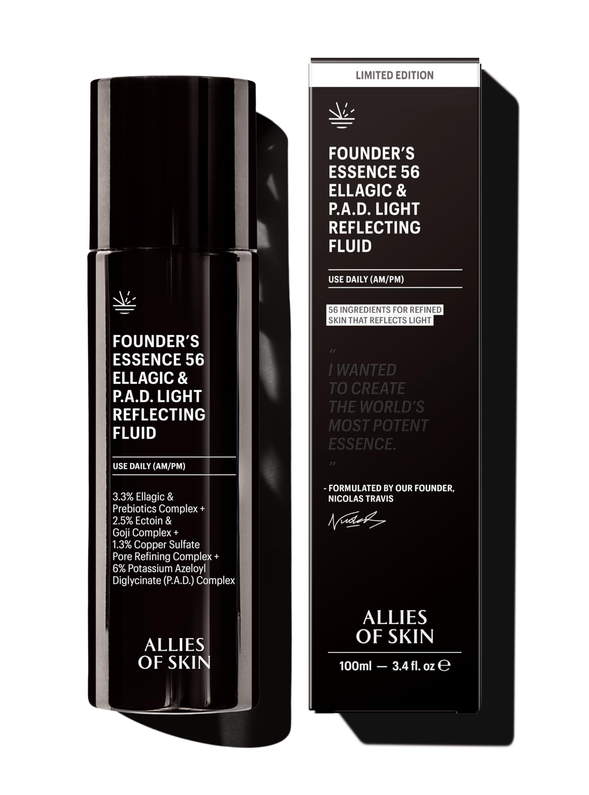 Allies of Skin Founder’s Essence | Advanced Treatment with 56 Proven Active Ingredients | 6% P.A.D. Complex, 3.3% Ellagic Acid + Peptides, 1.3% Copper