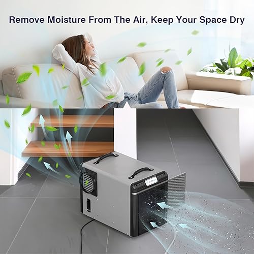 Miniatura 7 de BASEAIRE - Deshumidificador comercial Energy Star Crawl Space de 198 pintas, gran equipo industrial de daños por agua para sótano, garaje y lugares