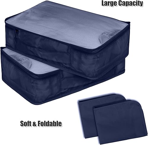 Vista 2 de Juego de cubos de embalaje, 2 organizadores de embalaje para maletas (azul marino)