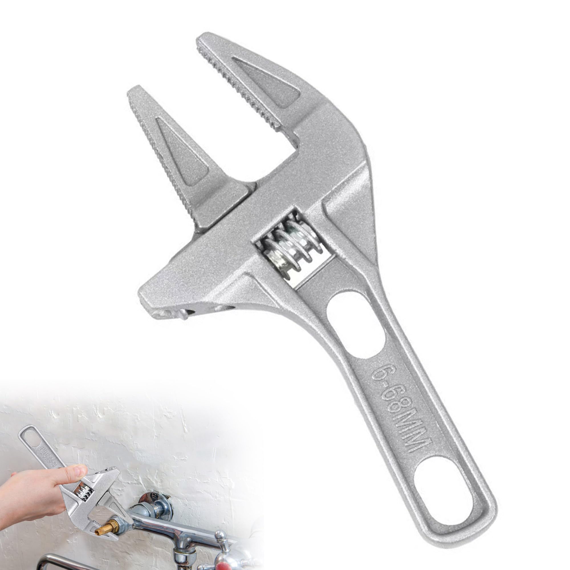 Bansusu 1Pc Adjustable Wrench 6-68mm Opening Adjustable Spanner Wide Jaw Adjustable Spanner Plumbers Wrench
