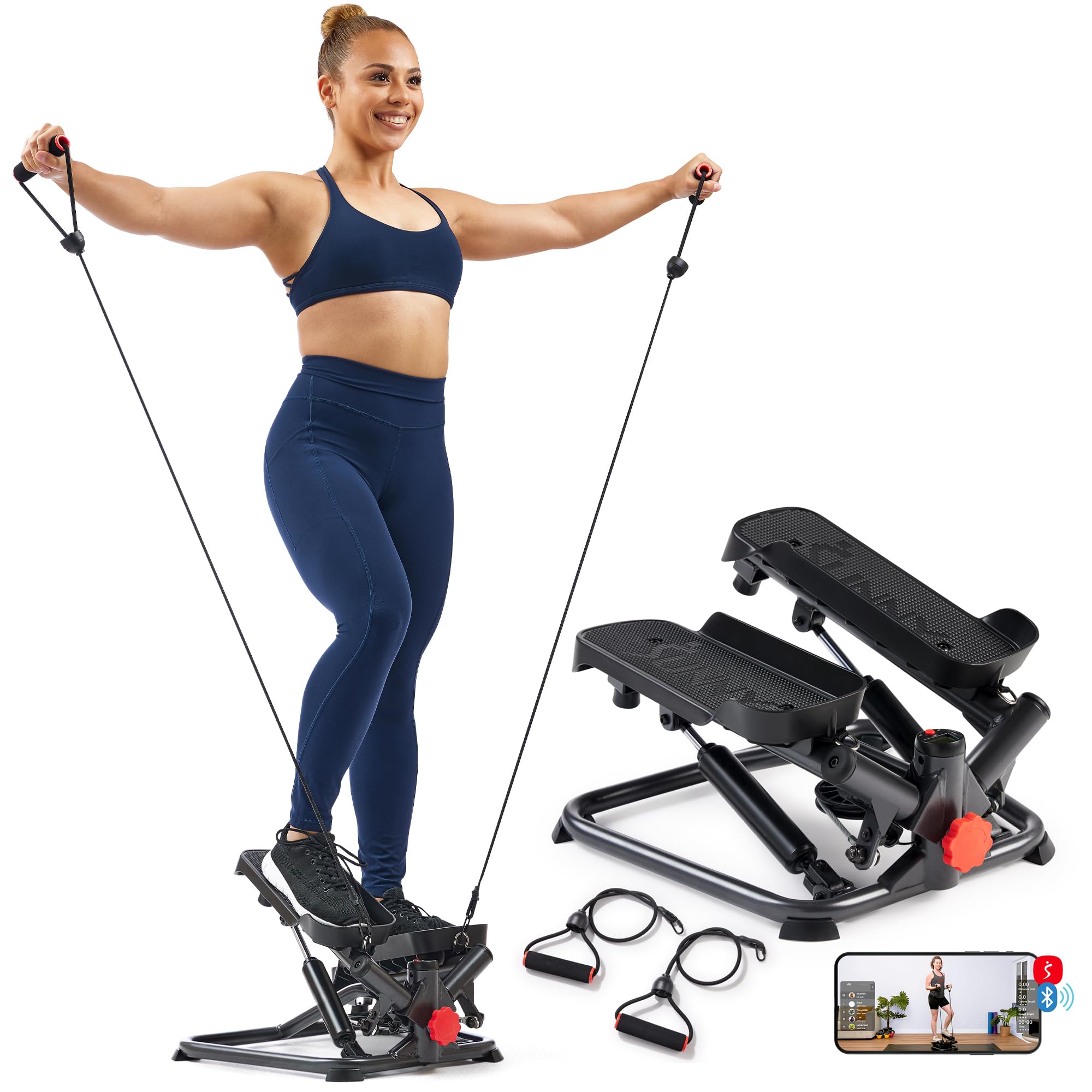 Sunny Health & Fitness Smart Mini Twist Stepper for Full-Body Home Cardio