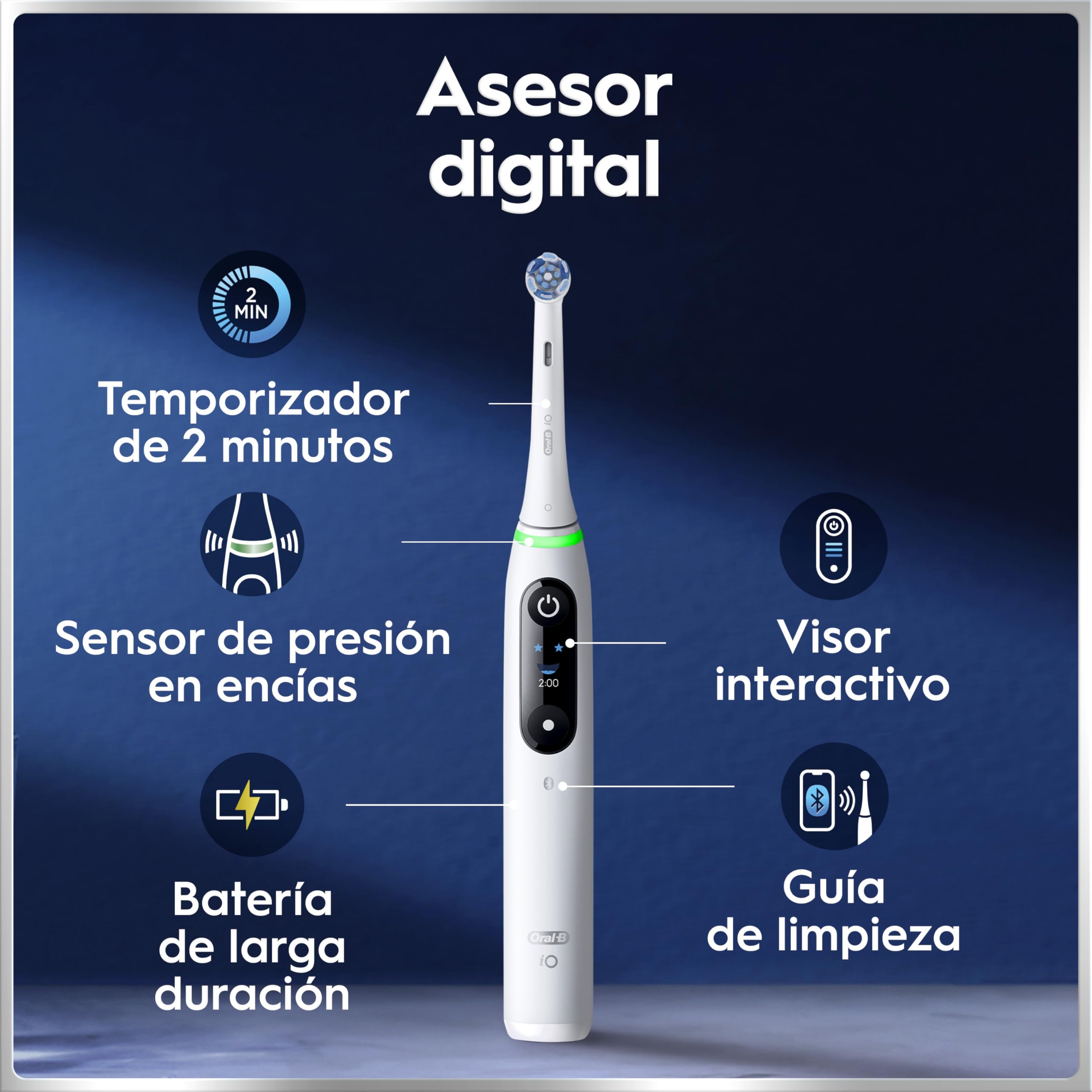 Oral-B iO 6N Cepillo de Dientes Eléctrico con 2 Cabezales, Blanco - Cepillo Dental con Sensor de Presión, 5 Modos de Cepillado con Blanqueamiento Dental, Visor Interactivo Y Estuche de Viaje