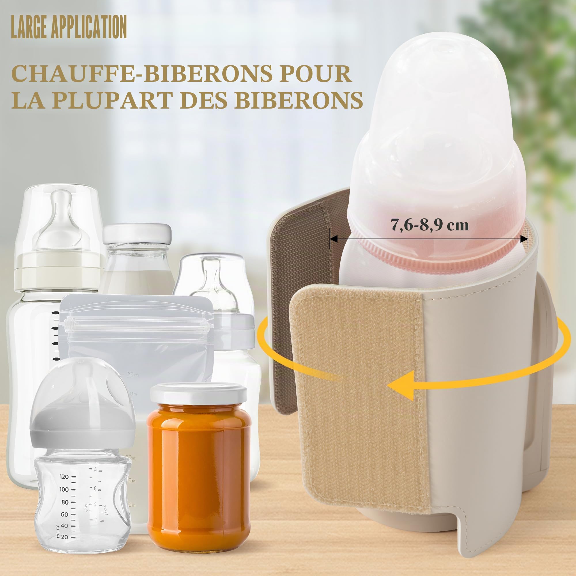 Chauffe-biberon portable réglable à 6 vitesses | Isolation de température précise avec lumière d'ambiance nocturne sans fil