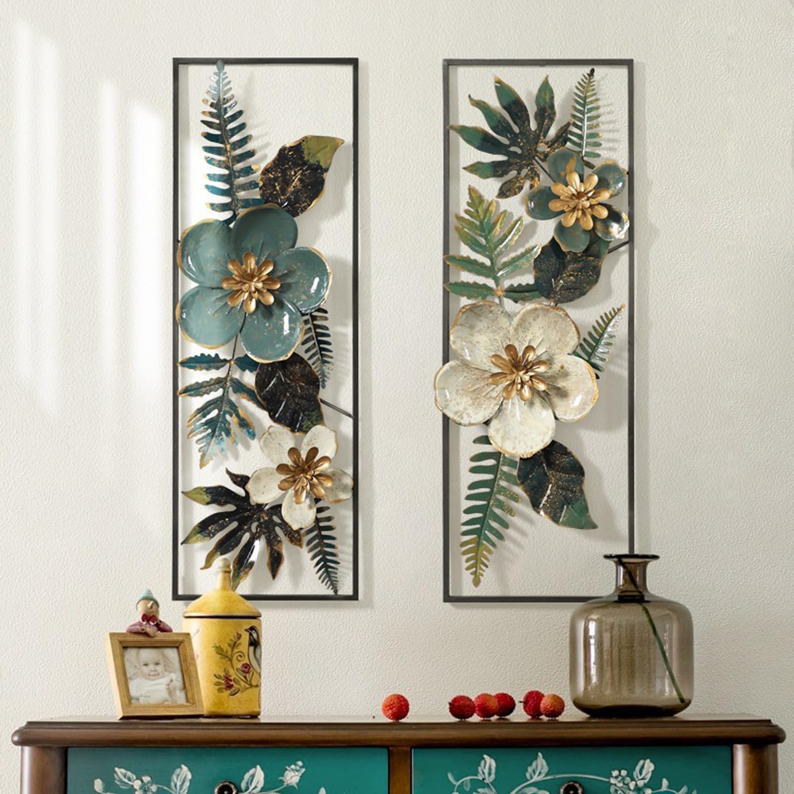 NNYCC Decoración de pared para salón Arte de pared de metal de lujo | para pasillos y escaleras Escultura pared hecha a mano y pintada a mano Añade un toque lujo discreto tu hogar,89cm