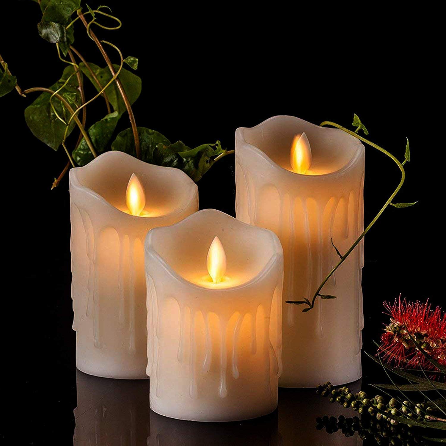 MVM Enterprise(3 PC) Wireless Realistic Swinging Flame-Less LED Candles with 9 Batteries Included (H= 8 x 10 x 12 cm; D= 5 cm)