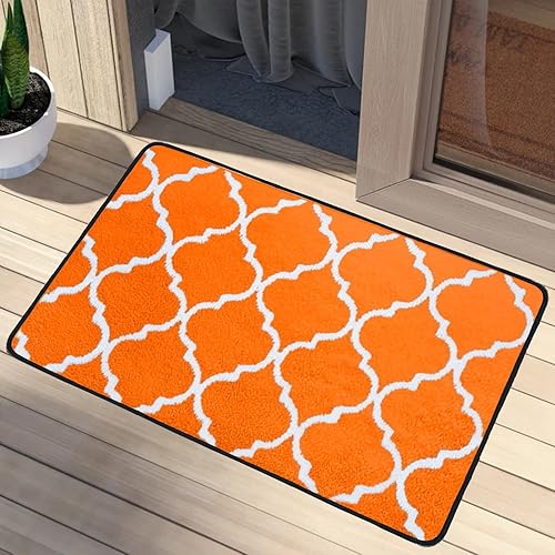 Miniatura 5 de Scceatti Tapete de cocina suave, color naranja, antideslizante, de terciopelo, para exteriores, para entrada, piso, diseño duradero, tapete de