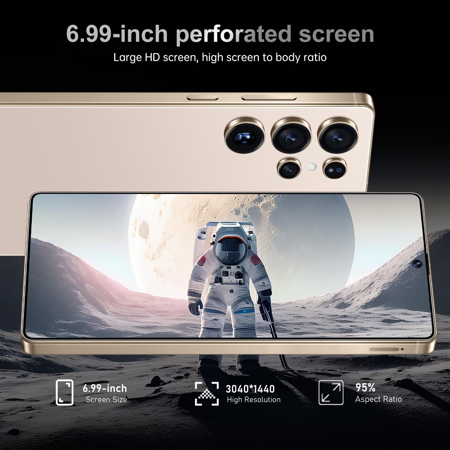 MMY I25 Ultra 5G Unlocked Smartphone,8GB+256GB Fully Cell Phone for Android 14, 6.99" Unlocked Cell Phone, 7000mAh, 68MP+108MP Dual Camera/Dual SIM/Fingerprint Lock/Face (Desert Titanium)