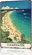 Funny Metal Signs Poster Clearwater Clearwater Beach Clearwater Travel Clearwater Florida Vintage Metal Tin Sign Vintage Wall Art for Office Dorm bedroom Bar Garage Decor 8X12inch