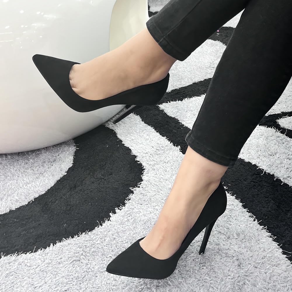 ZBDZSW Escarpins à Talons Hauts Noirs élégants à Bout Pointu pour Femmes - Escarpins à Talon Aiguille élégants avec Semelle Souple, Parfaits pour Les Mariages, Les fêtes de Bureau