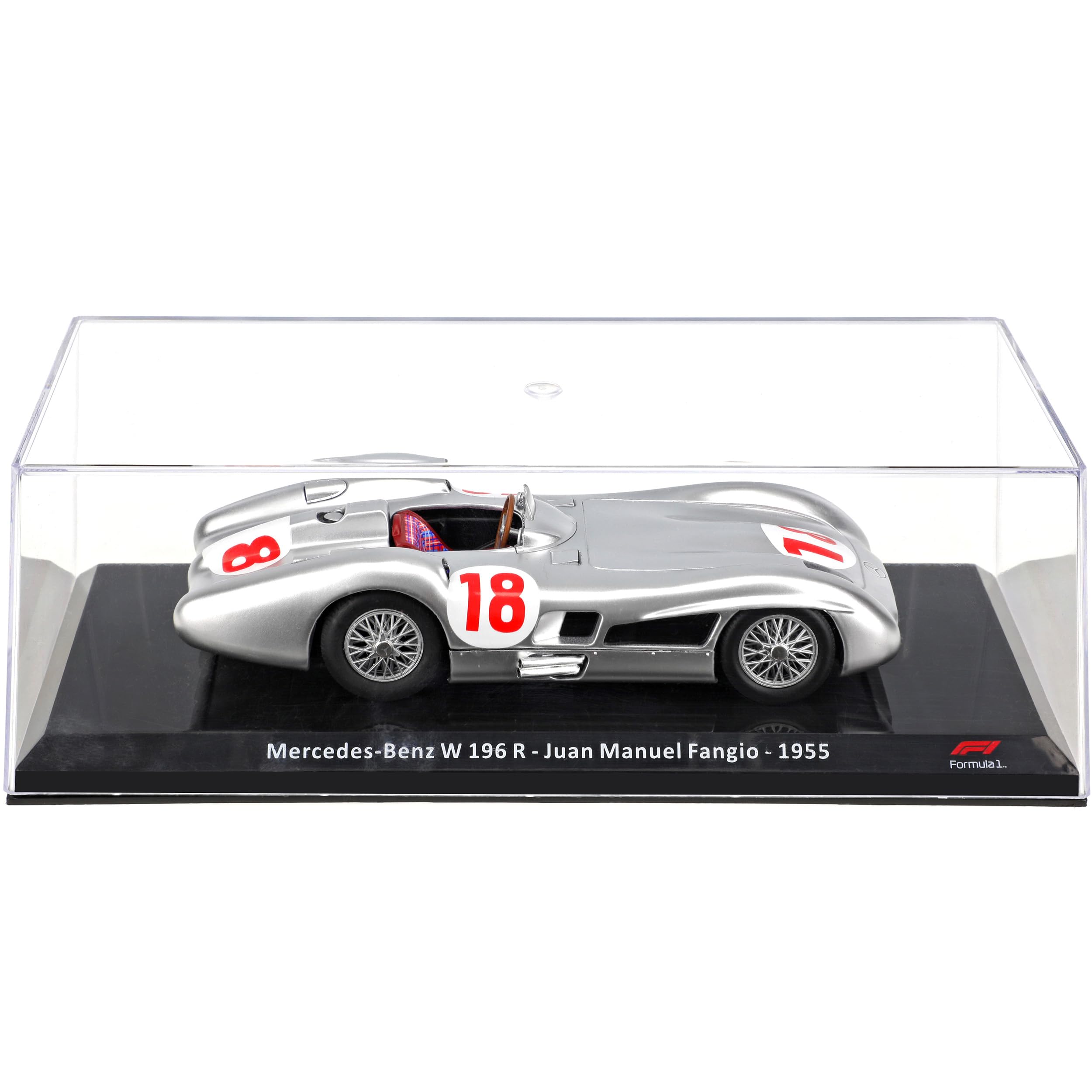 alles-meine.de GmbH Mercedes-B. W196 R Juan Manuel Fangio 1955 Formel 1 mit Sockel und Vitrine 1/24 Modell Auto