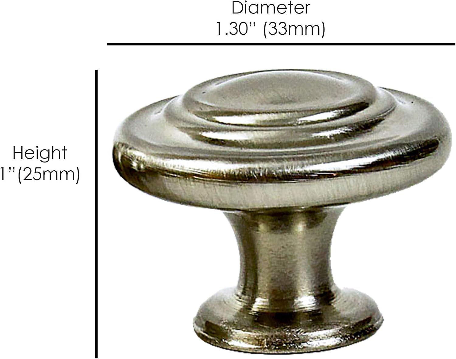 Cabinet Knobs 10 Pack - Brushed Nickel Traditional Classic Round Raised Panel Kitchen Cabinet Handles Bath Drawer Pulls Kitchen Cabinet Hardware - Solid Zinc