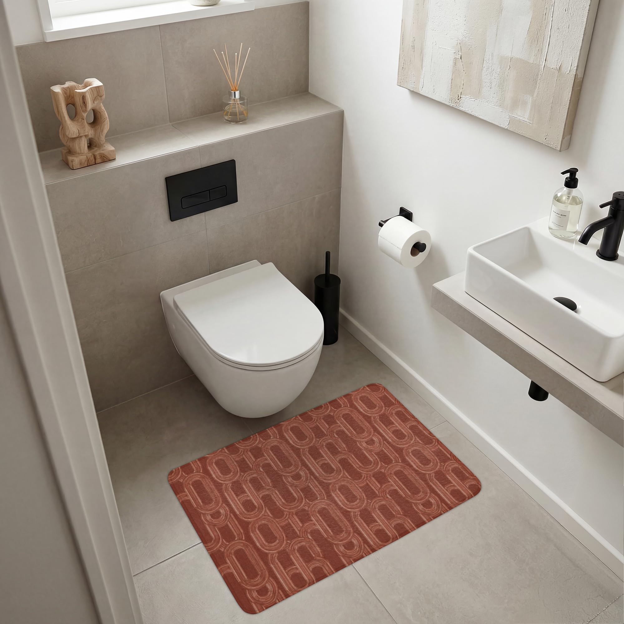 Alfombras Baño Rectangular 90x60 cm Alfombra Ducha Lavable Tapete Bath Mat Non Slip Antideslizante Bathroom Decoracion Shower Abstracto - Textura - Marrón