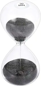 SuLiao 30 Minute Hourglass Sand Timer, 5.1 Inch Black Sand Clock, Kids and Office Desk Decoration