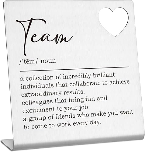 Señales de equipo para el trabajo, regalos de definición de equipo, divertido letrero de decoración de escritorio de oficina, regalos de