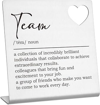 Team Signs for Work, Team Definition Gifts Funny Office Desk Decor Sign Employee Appreciation Gifts Inspiration Work Gifts Thank You Gifts for Coworkers Women Team Definition Teamwork Sign - TZB07