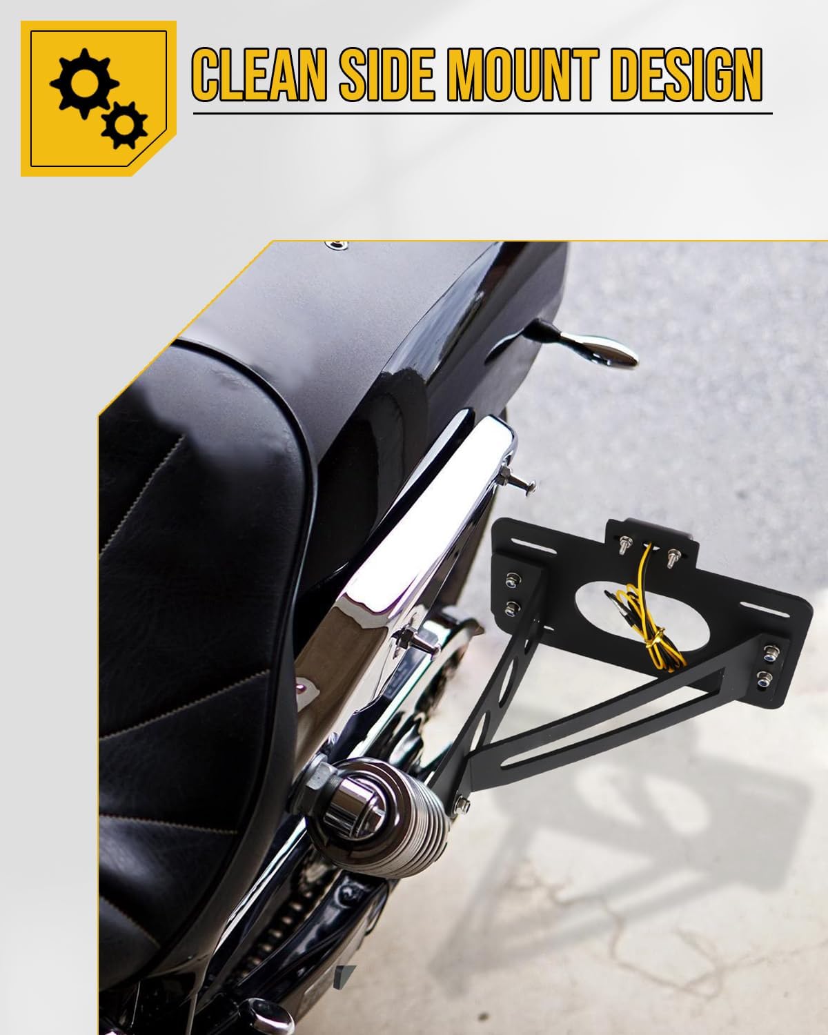 Side Mount License Plate Holder for Honda Shadow VT 600 C 1988-2000, Black Powder Coated Aluminum Fender Eliminator