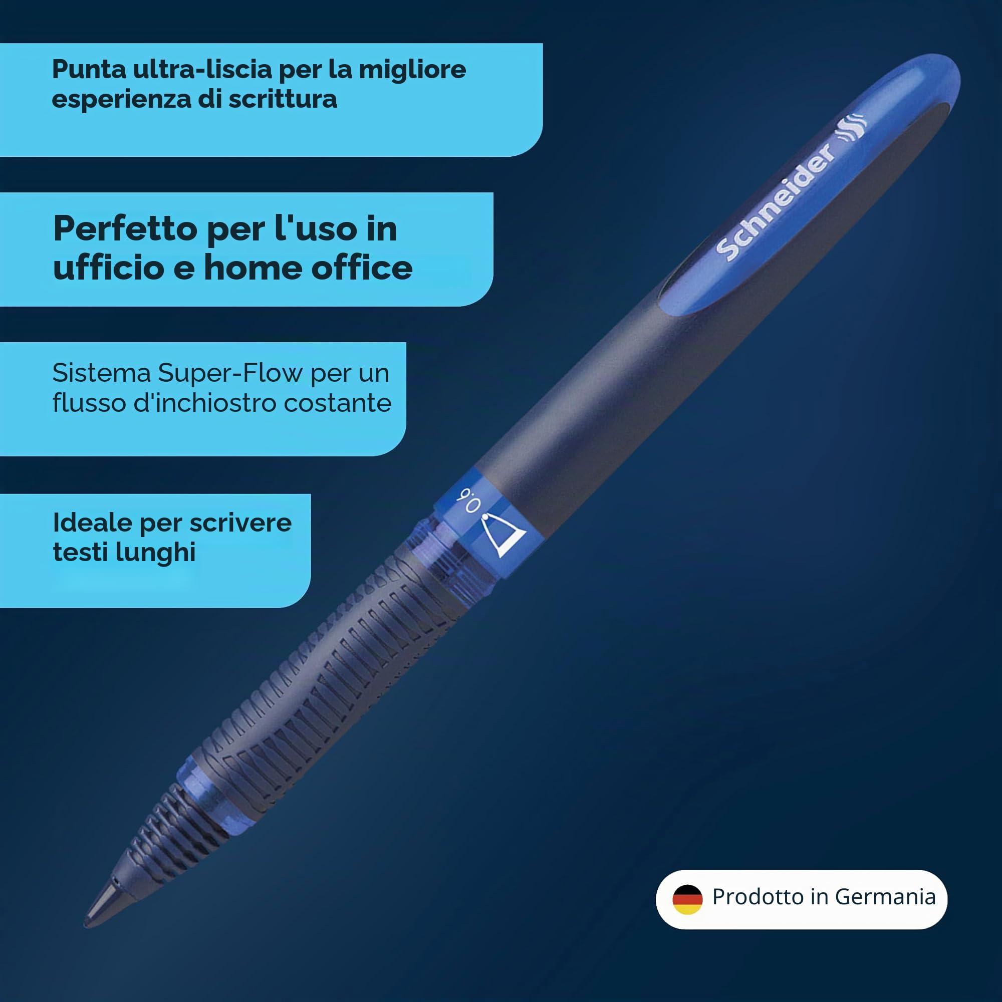 Schneider 183084 Penna roller One Business 0,6 mm set 4 pezzi blu nero