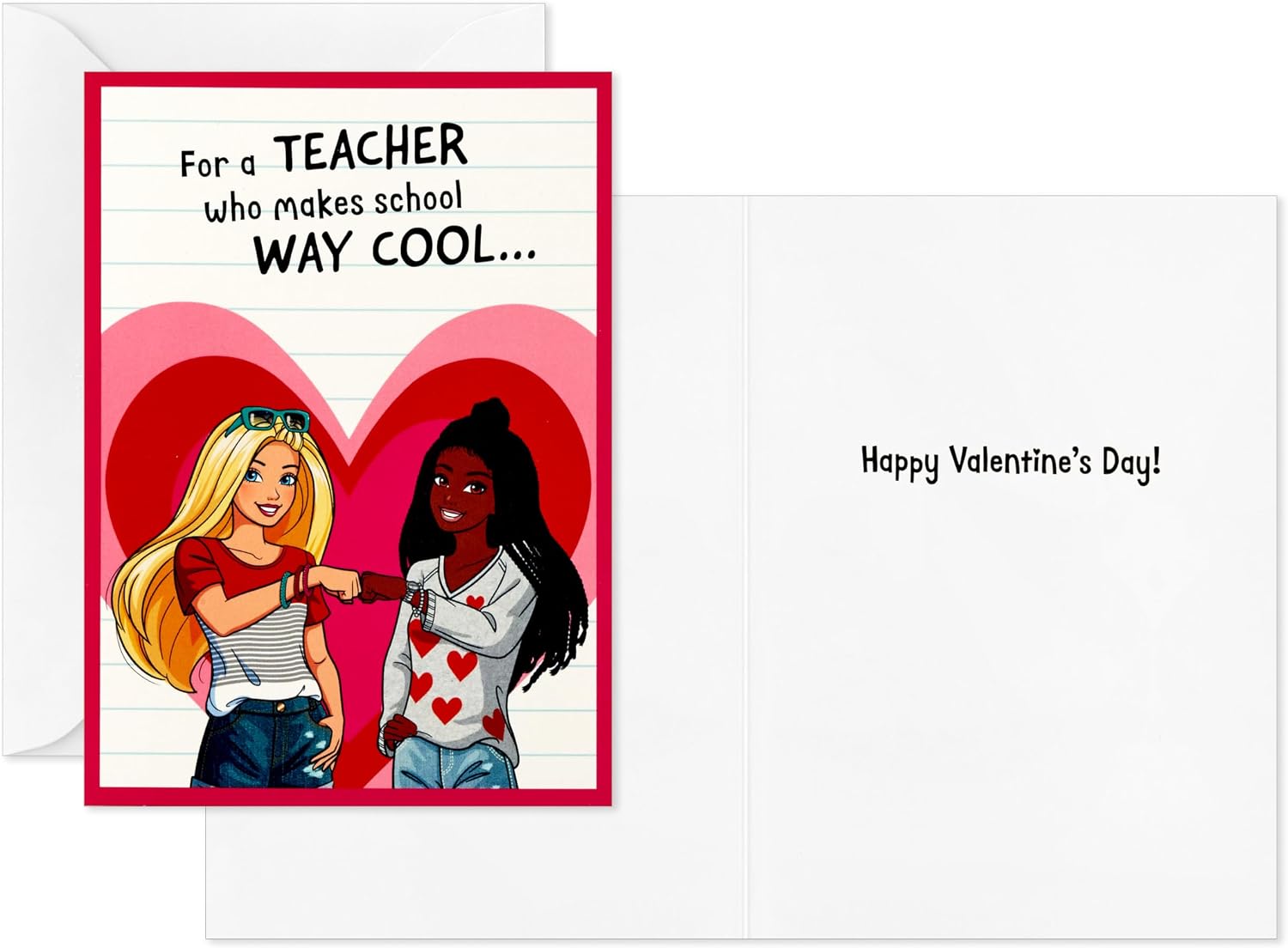 Hallmark Barbie Valentines Day Cards and Mailbox for Kids School Classroom Exchange (1 Box, 32 Valentine Cards, 1 Teacher Card)