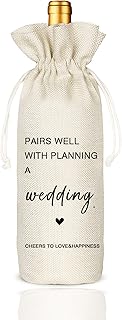 Wedding Gift Wine Bags, Engagement Bridal Shower Gift, Wedding Planning Gift, Burlap Reusable Wine Bag - Pairs Well with Planning a Wedding