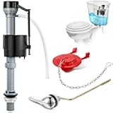 Saillong Universal Toilet Flusher Replacement Kit, Fill Valve, 2-Inch Flapper, Side Mount Handle Lever, Water-Saving, Adjustable Toilet Repair Kit Inside Tank, Easy to Install(1 Set,Black, Red)