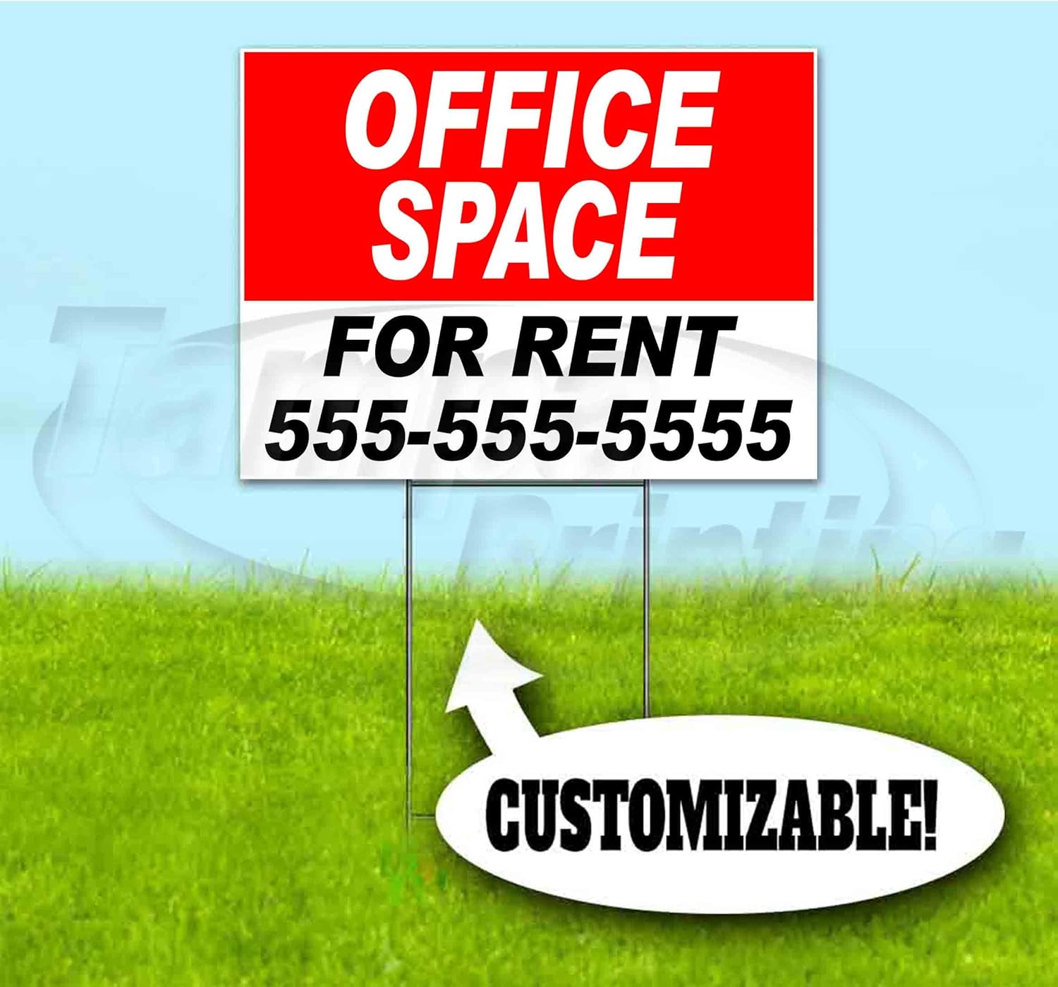 Office Space for Rent Customizable (18"x24") Corrugated Plastic Yard Sign, Bandit, Lawn, Decorations, New, Advertising, USA