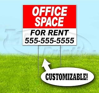 Office Space for Rent Customizable (18"x24") Corrugated Plastic Yard Sign, Bandit, Lawn, Decorations, New, Advertising, USA