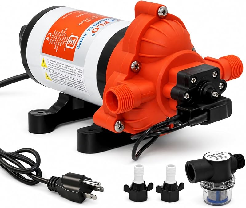SEAFLO 33 Series 110V/115V AC Fresh Water Pump, 3.3 GPM 45 PSI Self-Priming Pressure Pump with Smart Pressure Switch, Automatic Demand Pump for RV, Caravan Marine Boat Industrial Use, 4-Year Warranty