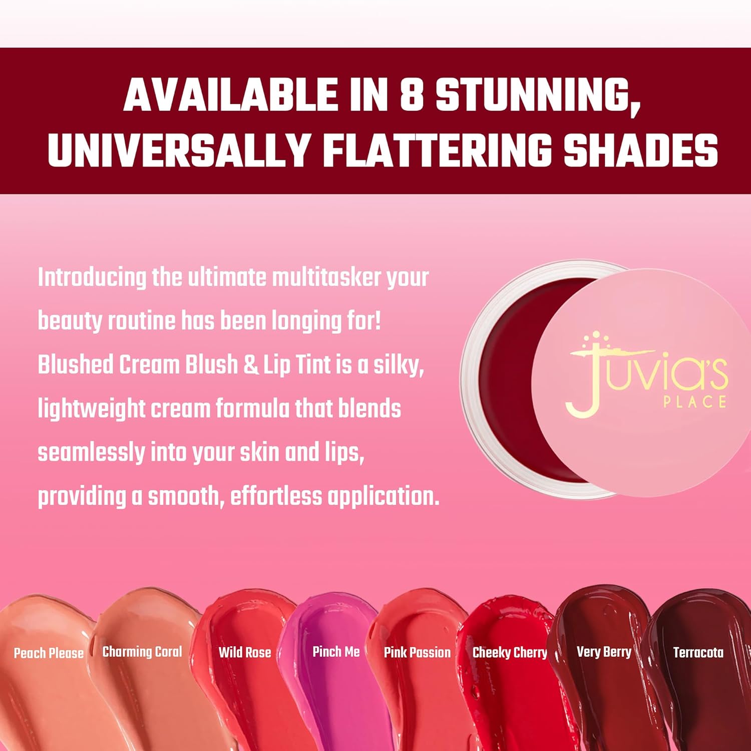 Juvia's Place Blushed Cream Blush – Very Berry – Multi-Purpose Cream Blush for Cheeks & Lips - 2in1 Formula, Smooth, Blendable Texture for a Soft Dewy Finish - Buildable & Lightweight Face Makeup - Image 6