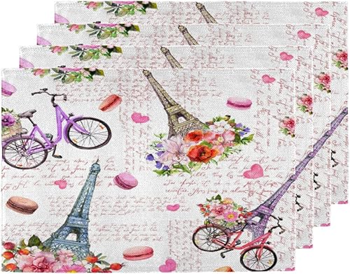 Miniatura 1 de Eiffel Tower Modern Pattern Placemats Set of 4 Table Mats Washable Placemat Waterproof Place Mats for Party Home Dining Table Decor 18x12 in
