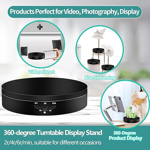 Miniatura 6 de Soporte de exhibición giratorio motorizado, carga de 5.74 pulgadas22 libras, soporte giratorio electrónico de 360 grados para exhibición de
