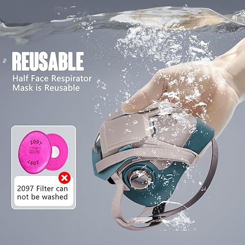 Miniatura 7 de Respirador de máscara de media cara 6502QL  Respirador de polvo de pintura reutilizable con filtros para carpintería química por pulverización de