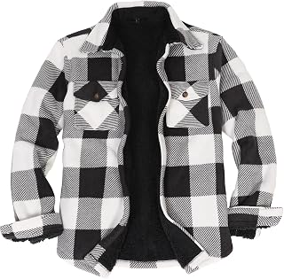 ThCreasa Men's Sherpa Lined Plaid Shirt Jacket